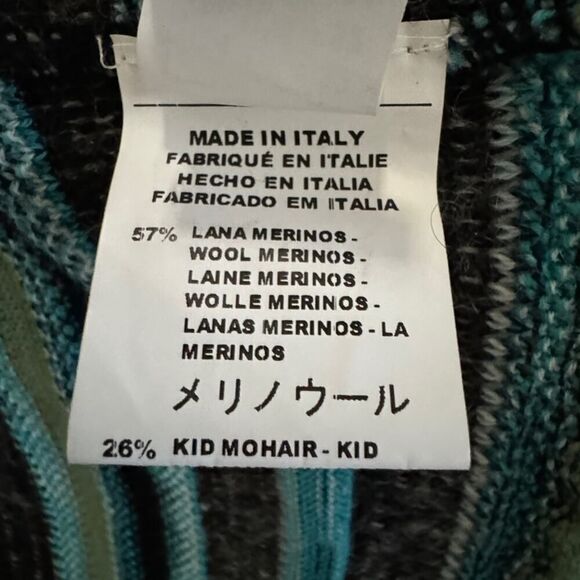 Vintage M Missoni black lightweight sweater cardigan with teal accents US 2 - Picture 14 of 16